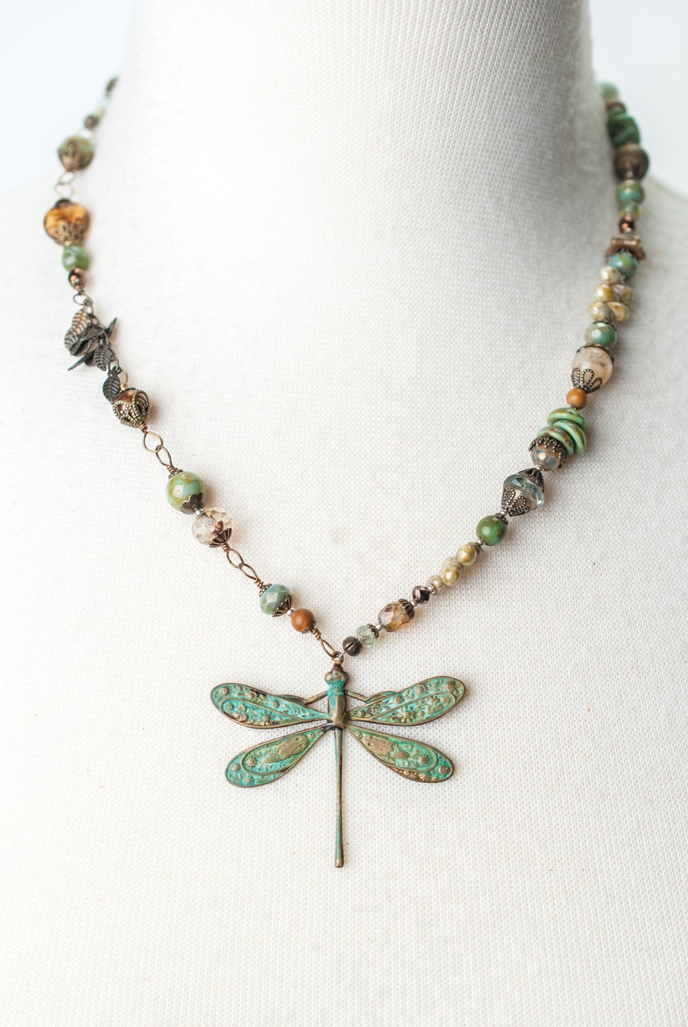 Anne Vaughan Copper Dragonfly Gemstone Necklace - Image 2