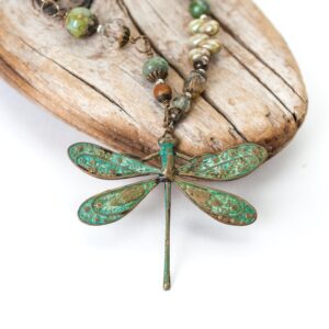 Anne Vaughan Copper Dragonfly Gemstone Necklace