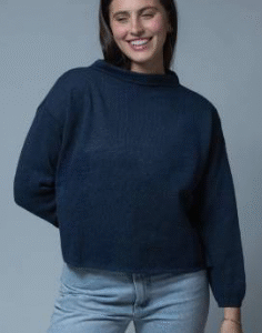 Cotton Mock Neck Sweater Made in USA